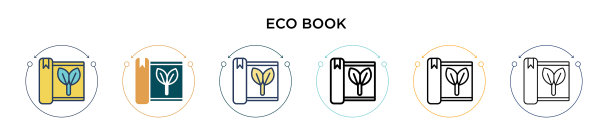 生态书图标在填充细线轮廓和图片下载