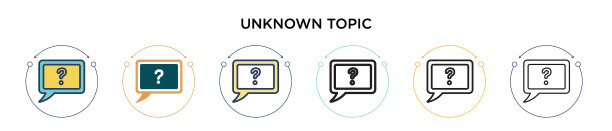 未知主题图标在填充细线轮廓图片下载