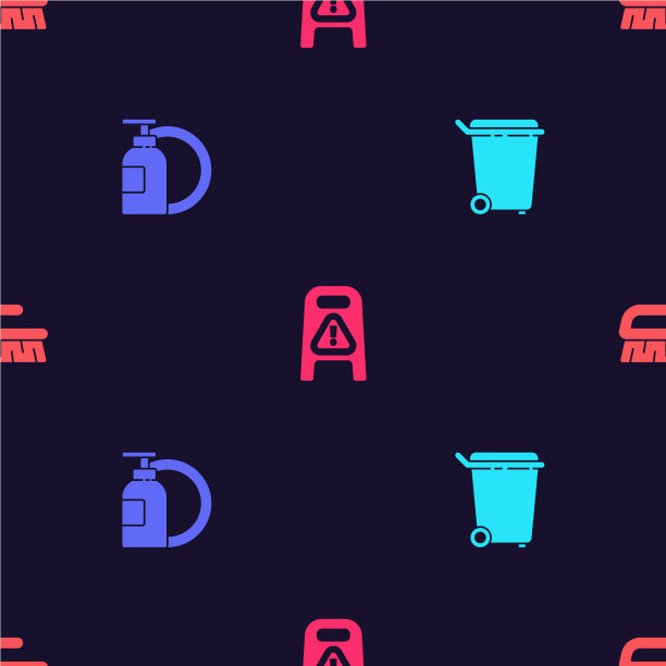 设置垃圾桶、洗碗液瓶和盘子图片下载