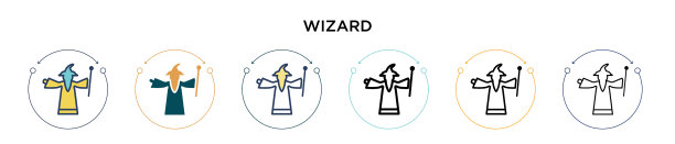 向导图标在填充细线和轮廓线图片下载