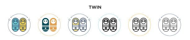 双图标在填充细线轮廓和描边图片下载