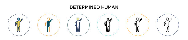 确定人类图标在填充细线轮廓图片下载