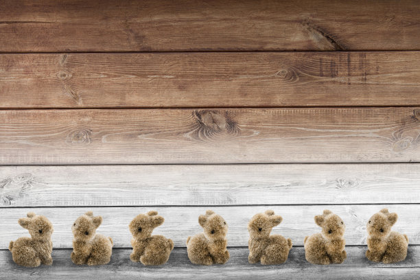 装饰小兔和木制背景图片下载