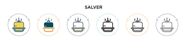 托盘图标在填充细线轮廓和图片下载