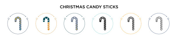 圣诞糖果棒的图标在填充细线图片下载