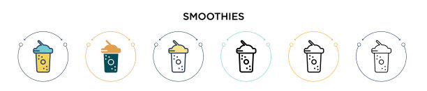 冰沙图标在填充细线轮廓和图片下载