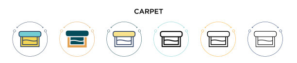 地毯图标在填充细线轮廓和图片下载