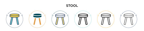 大便图标在填充细线轮廓和笔画图片下载