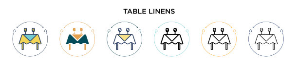 桌布图标在填充细线轮廓和图片下载