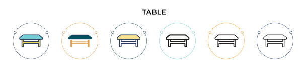 表格图标在填充细线轮廓和描边图片下载
