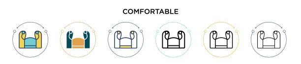 舒适图标在填充细线轮廓和图片下载