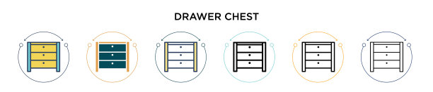 抽屉柜图标在填充细线轮廓和图片下载