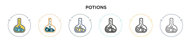 药水图标中填充了细线和轮廓线图片下载