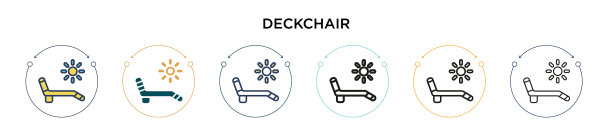 躺椅图标在填充细线轮廓和图片下载