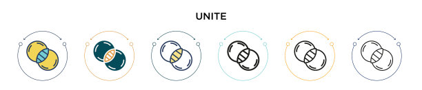 填充细线轮廓和笔触中的联合图标图片下载