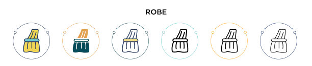 长袍图标在填充细线轮廓和描边图片下载