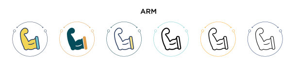 手臂图标在填充细线轮廓和描边图片下载