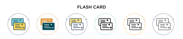 Flash卡图标在填充细线和轮廓线图片下载
