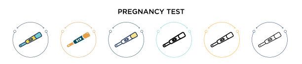 孕检图标在填充细线轮廓图片下载