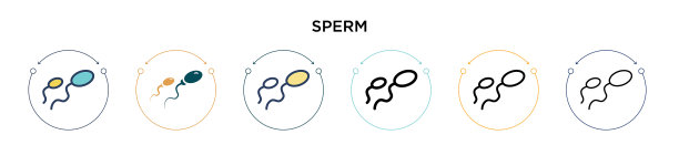 填充细线轮廓和笔触精子图标图片下载