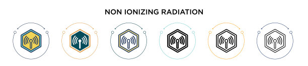 非电离辐射图标在填充细线图片下载