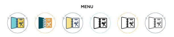 菜单图标在填充细线轮廓和描边图片下载