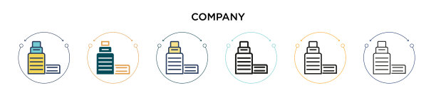 公司图标在填充细线轮廓和图片下载