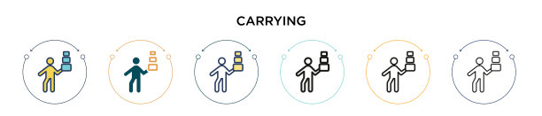 携带图标在填充细线轮廓和图片下载