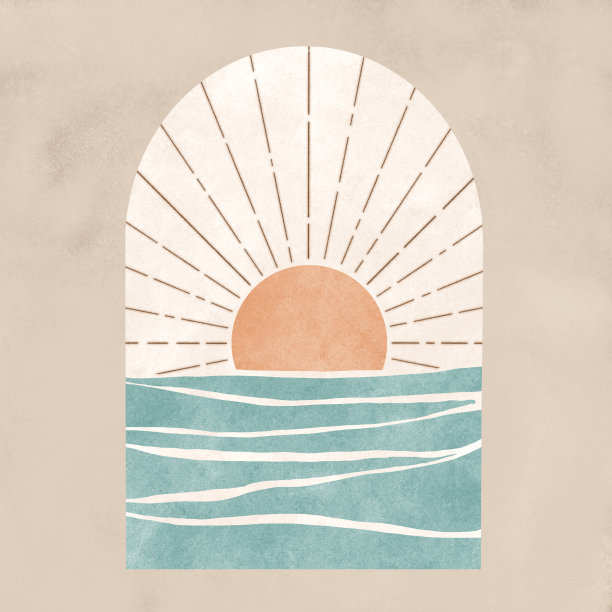 当代审美艺术有太阳、海、窗图片下载