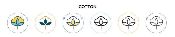 棉花图标在填充细线轮廓和图片下载
