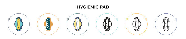 卫生垫图标在填充细线轮廓和图片下载