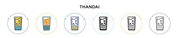 Thandai图标在填充细线轮廓和图片下载