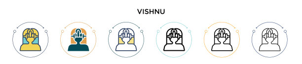 毗湿奴的图标在填充细线轮廓和图片下载