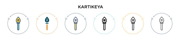 卡蒂基亚图标在填充细线轮廓和图片下载