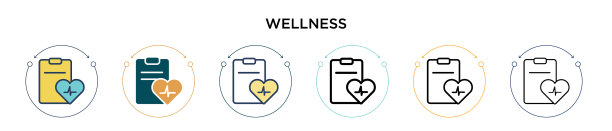 健康图标在填充细线轮廓和图片下载