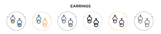 耳环图标在填充细线轮廓和图片下载