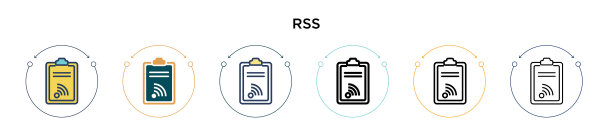 填充细线轮廓和笔触中的RSS图标图片下载