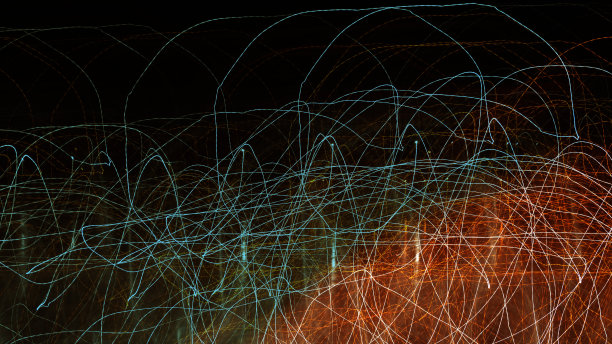 抽象背景橙色和蓝色的光线。图片下载