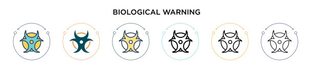 填充细线中的生物警告图标图片下载
