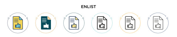 应征图标在填充细线轮廓和图片下载