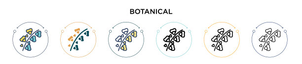 植物图标在填充细线轮廓和图片下载