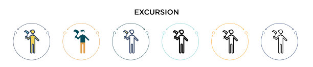 偏移图标在填充细线和轮廓线图片下载