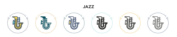 爵士图标在填充细线轮廓和笔划图片下载