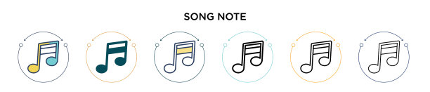歌曲音符图标填充细线轮廓图片下载