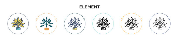 填充细线轮廓的元素图标图片下载