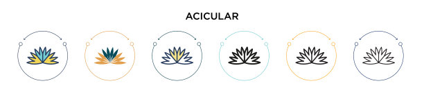 针状图标在填充细线轮廓和图片下载
