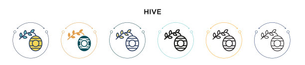 Hive图标在填充细线轮廓和描边图片下载