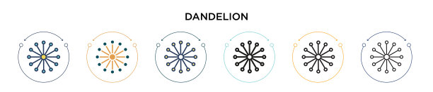 蒲公英图标在填充细线轮廓和图片下载