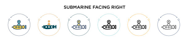 潜艇面对右边的图标，在填充细线图片下载