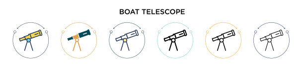 船望远镜图标在填充细线轮廓图片下载